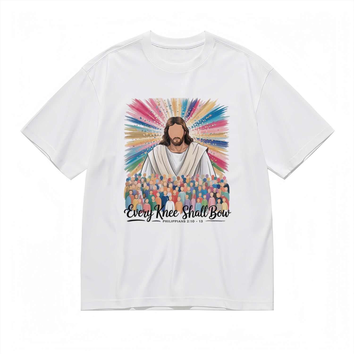 Women s Trend Comfy Breathable Classic T-Shirt Mens Womens Tees Top Every Knee Shall Bow Tee L