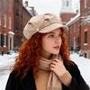 1pc Winter Warm Women’s Beret Cap Windproof Insulation Blend Retro Solid Color Girls Fashion Newpaper Cap Cabbie Visor Beret Hat