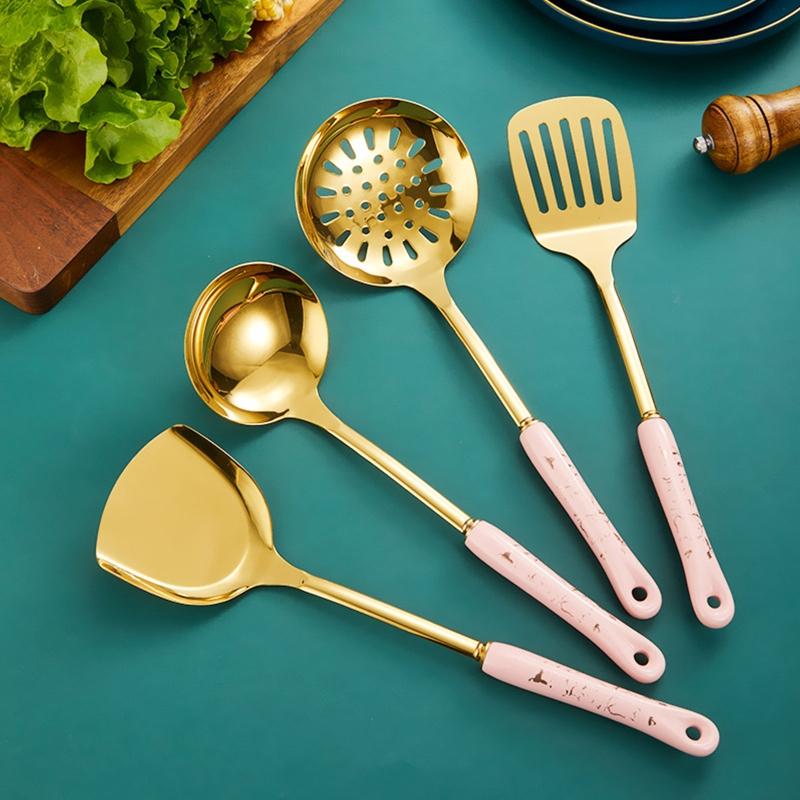 Electroplate Chef Utensil Set Cookware with Premium 201 Stainless Steel 4/6Pcs