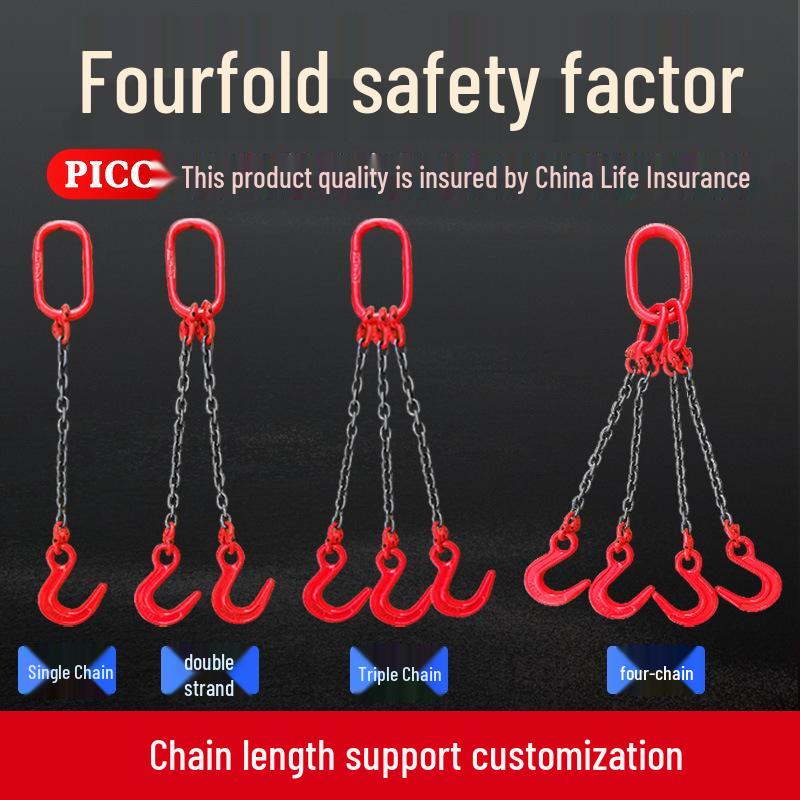 Heavy-Duty Sling & Chain Rigging Tool with Hooks and Rings
