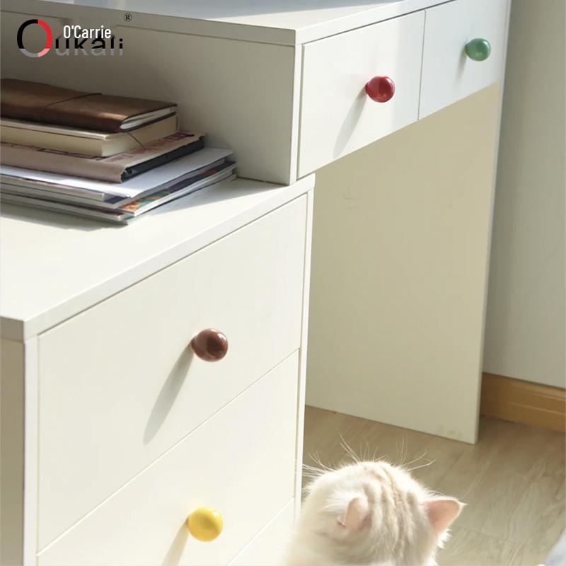 Colorful Ceramic Knob for Cabinets & Drawers - Round, Single Hole Design