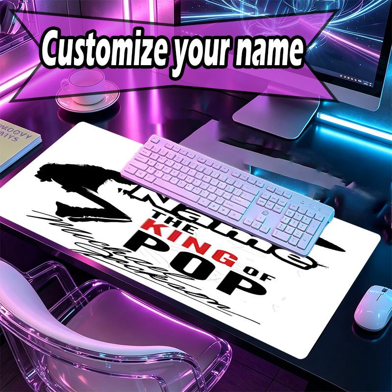 Custom Name Personalized Michael Jackson Pattern Mousepad, Laptop PC Desk Mat, Decorative Desk Mat for Home Keyboard Pad Gift
