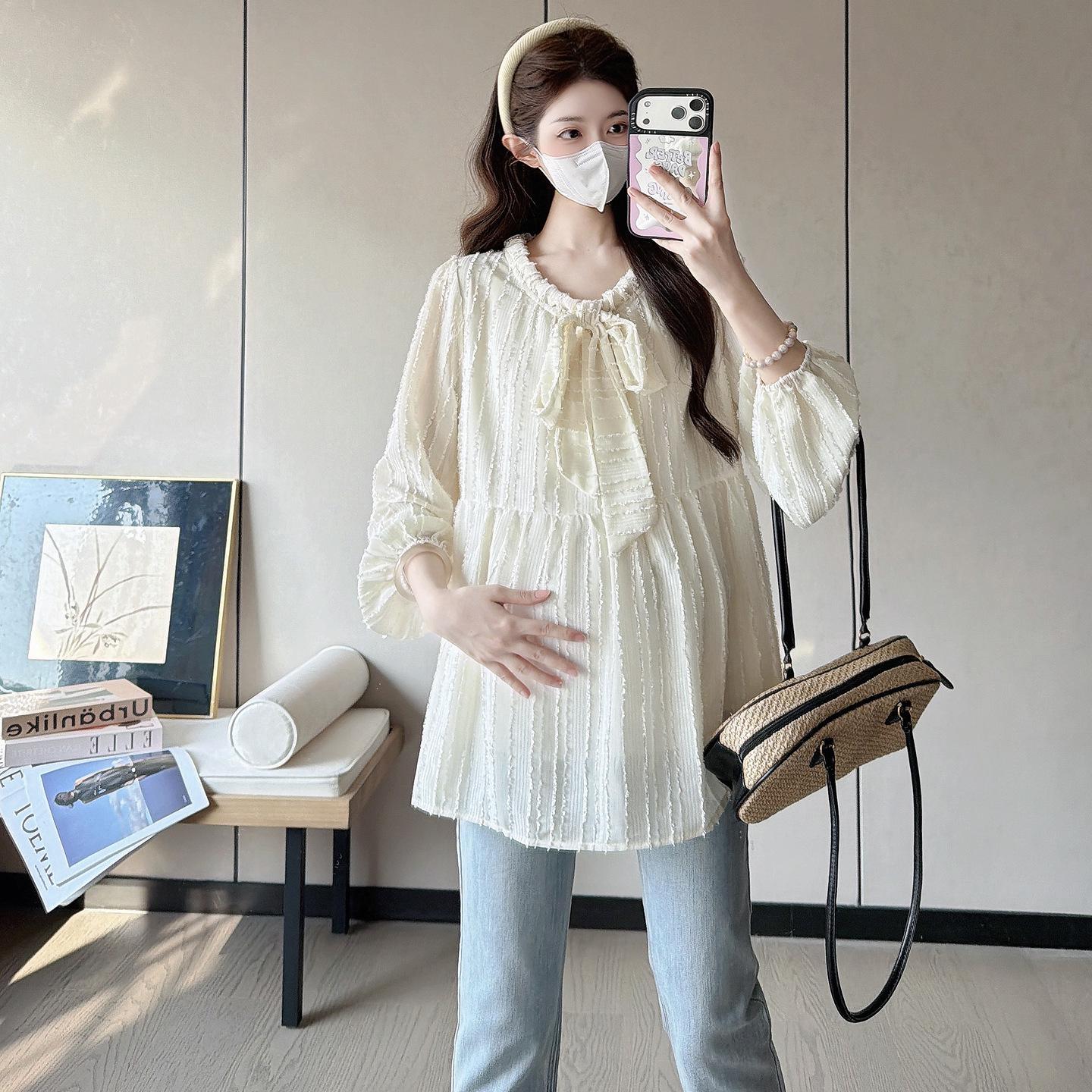 

Versatile Long Sleeve Korean Style Maternity Doll Shirt for Spring/Autumn 2026 Medium