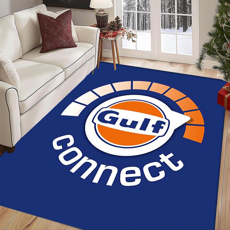 Tappeto con logo Gulf per soggiorno e camera da letto, tappetini per pavimenti, tappetino da bagno artistico, alla moda