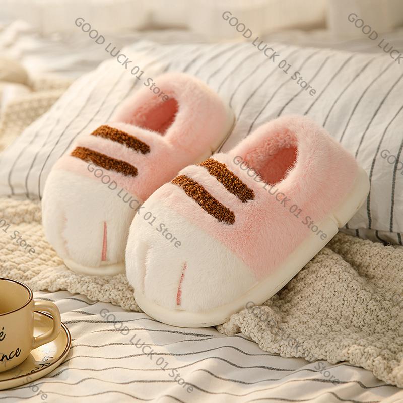 

Модные милые 3D тапочки-лапки кошки, прекрасные кошачьи когти, домашняя зимняя обувь, нескользящая пушистая домашняя обувь для женщин и мужчин, для улицы и дома 44-45 розовый