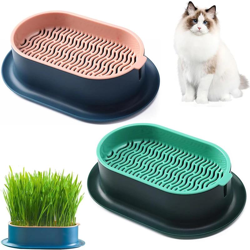 New Cat Grass Potting Lazy Man Soilless Hydroponic Planting Box Cat Grass Pot Wheat Particle Cultivation Plate Cup Set