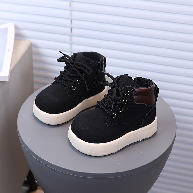 

Girls Autumn Korean Style Side-Zipper High-top Flat Casual Trendy Martin Boots 21 чёрный