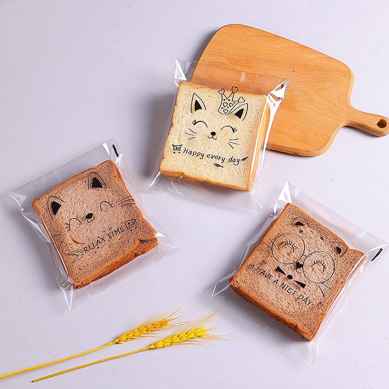100Pcs/Lot Translucent Plastic Cookie Packaging Bags Bread Packaging Bag Wrapper Self Adhesive Bags Birthday Party Decorations