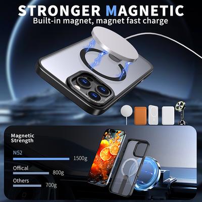 For Magsafe Magnetic Wireless Charging Metal Bumper Phone Case For iPhone 16 Pro Max E 14 11 12 13 15 Pro Max Hard PC Back Cover