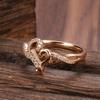 Kinel  Romantic Rose Gold Color Love Heart Rings For Women Shiny Zircon Wedding Ring