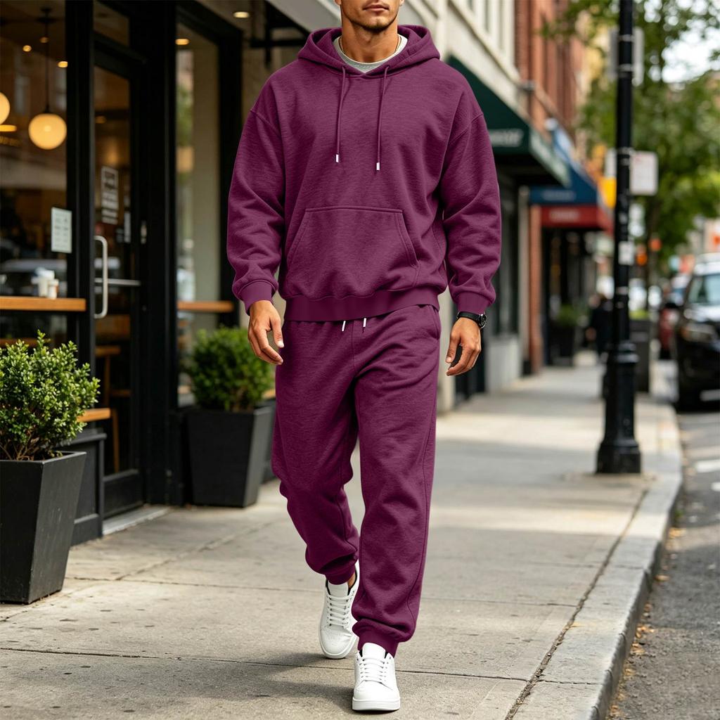 Men's Color Sweatsuit Trendy Casual Athletic Set for Spring and Fall