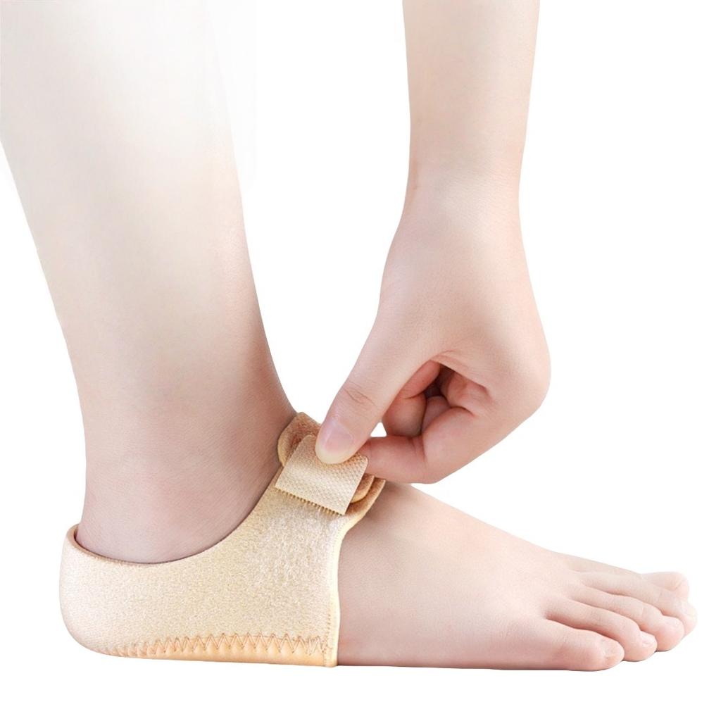 Adjustable Silicone Heel Pads Gel Protective Sock Sleeve Velcro Heel Sleeve With Strap Shock Absorption Relieving Leg Pressure