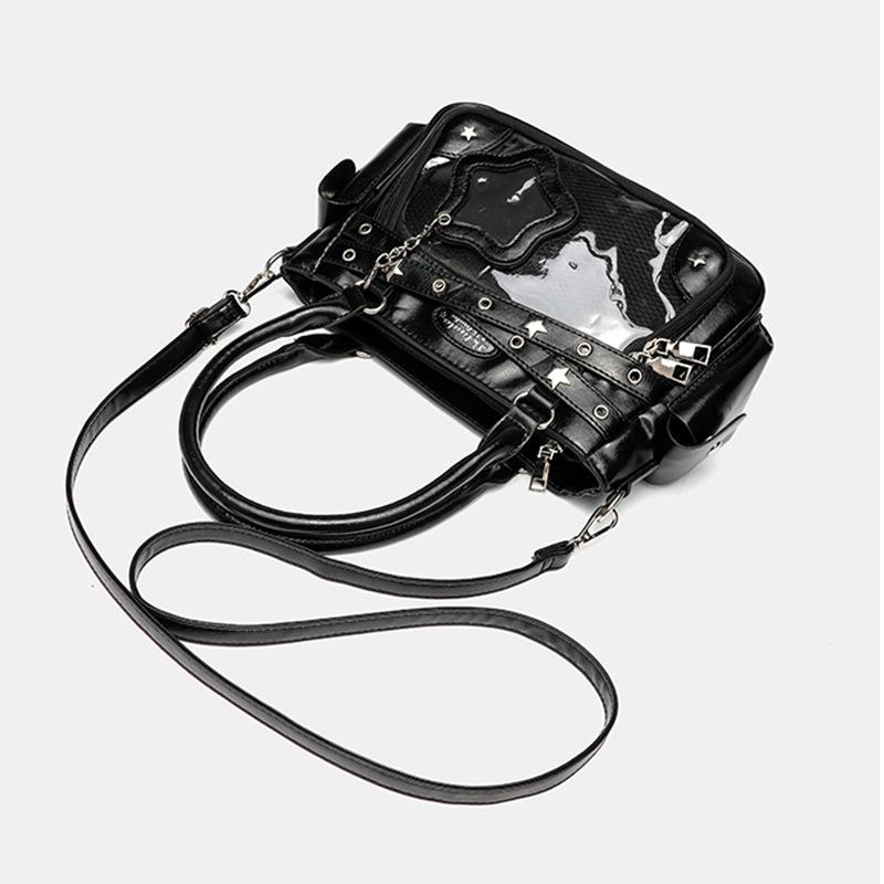Japanese 2D Star Pendant Handbag | Transparent Punk Rivet Doll Bag | Two-Way Crossbody Women's Commuter Bag