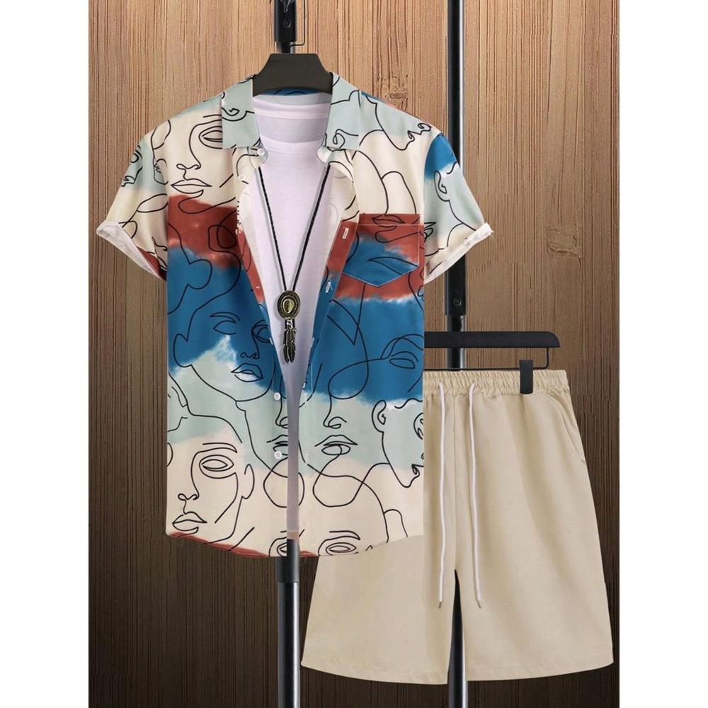 New Summer Casual Men's Shirt And Beach Shorts Set 3D Printed Short-sleeved Outdoor Streetwear Shorts Camisas De Hombre