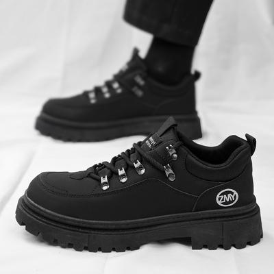 Zapatos de hombre otoño e invierno negro estilo británico deportivo casual de caña baja tipo tooling para obra trabajo antideslizantes de suela gruesa laborales en