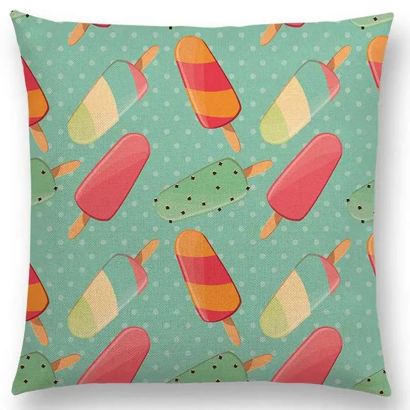 Colorful Prints Cushion Cover Chocolate Candy Donuts Pretty Ice Cream Pattern Color Party Sofa Throw Pillow Case Decor