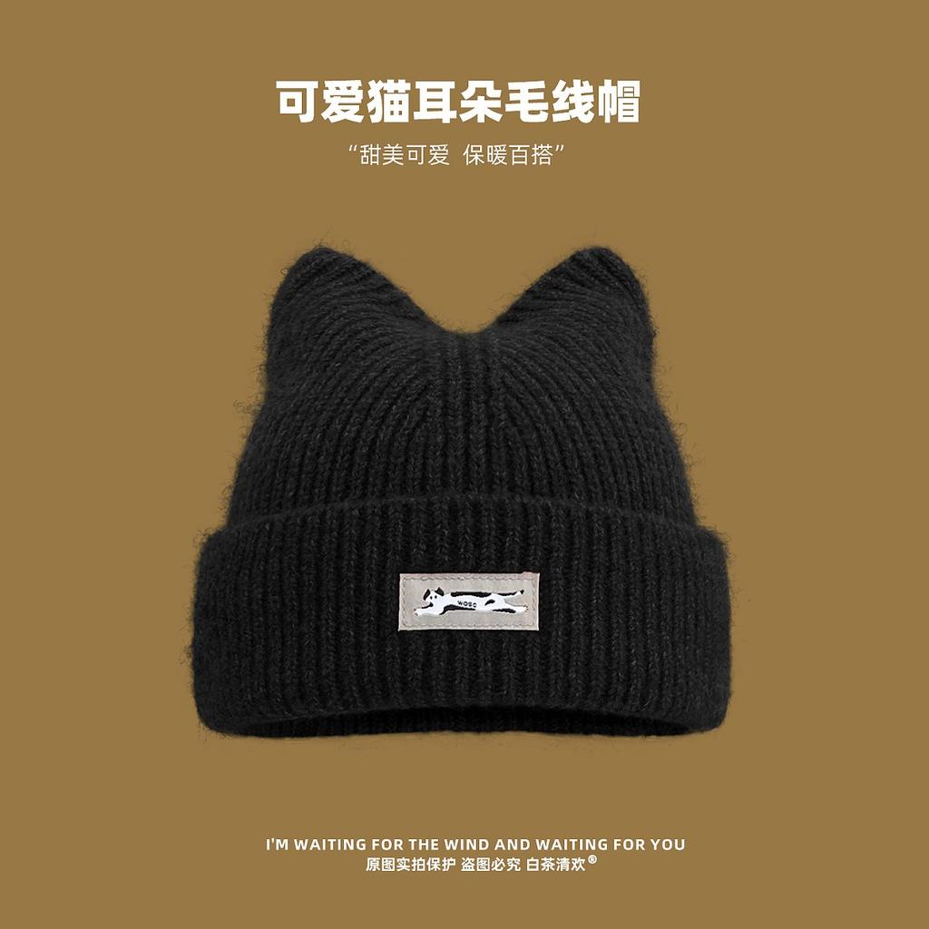 New Japanese Cute Cat Ears Wool Hat Women's Season Warm Versatile Student Puppy Knitted Hat