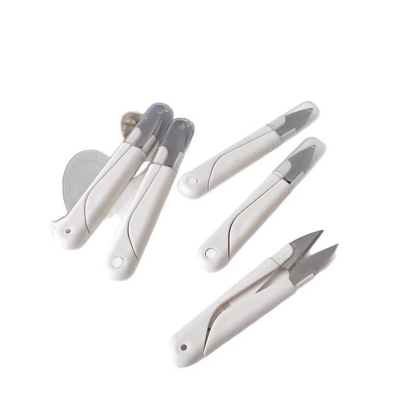 U-Shaped Small Household Scissors with Round Head and Cover - Stainless Steel Handicraft, Sewing, and Cross Stitch Thread Scissors