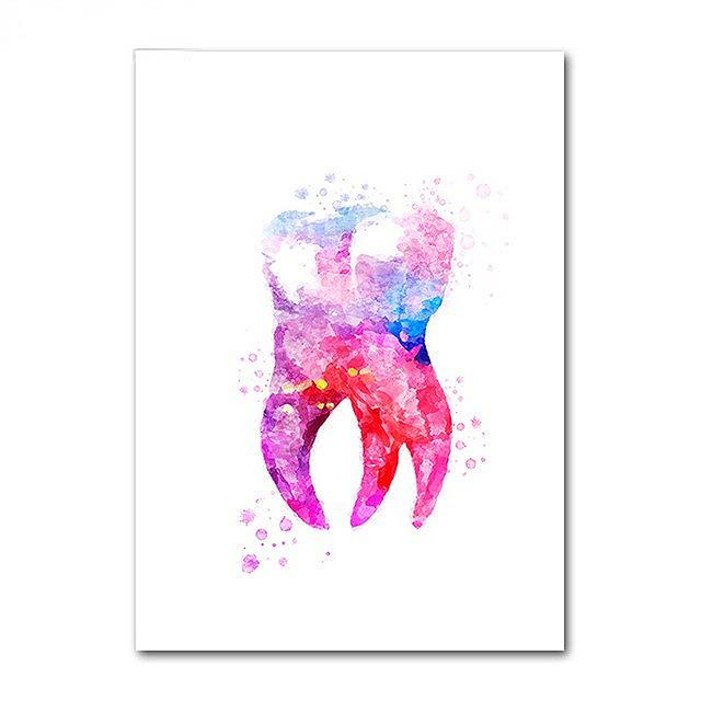 Dental Art Cartoon Style Wall Art Posters Tooth Medical Canvas Painting Print Pictures Dentist Gift Modern Clinic Home Decor No Frame