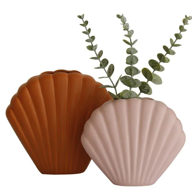 Nordische Kunst Muschelvase kreative Keramikvase Modern minimalistisch Wohnaccessoires moderne Blumenvase für Hochzeitsdekoration