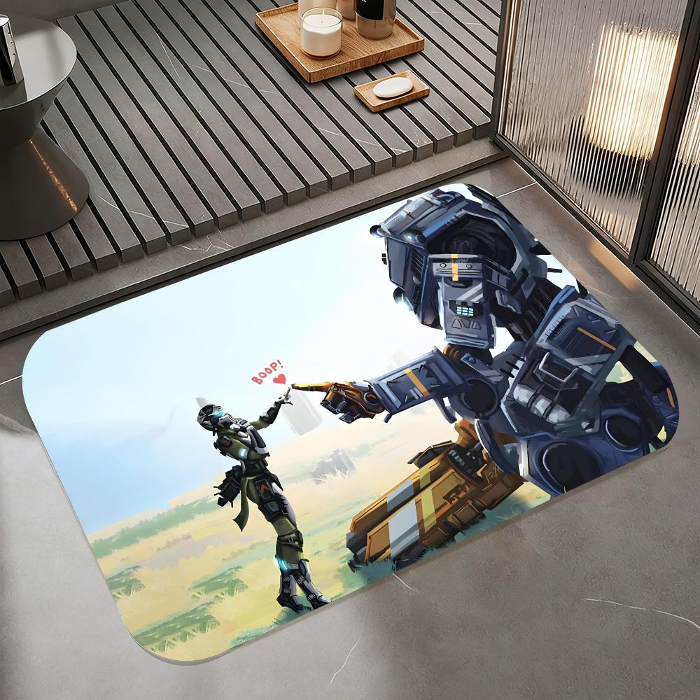 

Anime T-Titanfall II Floor Mat Diatomite Bath Mat, Quick Dry Absorbent Non-Slip Door Mat 50cm x 80cm