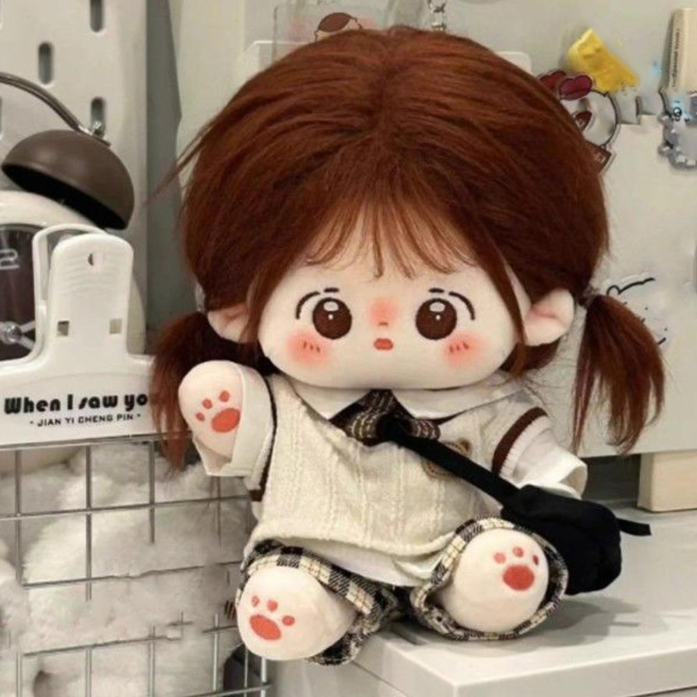 

1 set Plaid Shorts 20cm Cotton Doll Clothes Knitted Vest Plush Doll Clothes 20cm Cotton Doll Style A