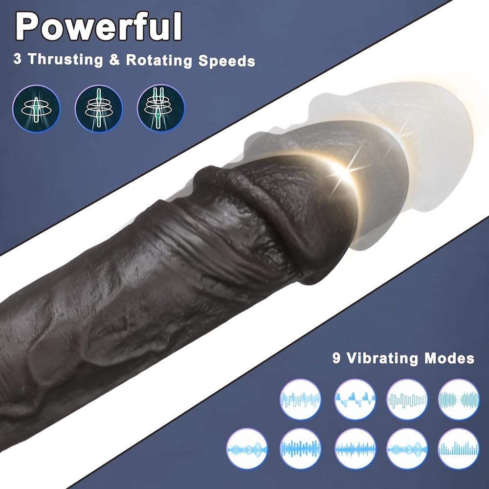 Czarny Wibrujący Dildo, Realistyczna Silikonowa Zabawka G-Spot z Ogrzewaniem, Przyssawką, Pilotem, dla Kobiet i Par