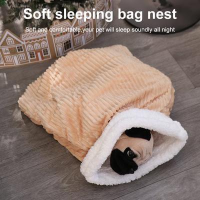 Pet House Soft Cat Sleeping Bag Comfortable Semi-closed Winter Cat Bed Thickened Pocket Type Cat Warm Nest Puppy