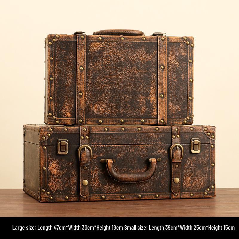 European Retro Leather Storage Box - Handbag, Clothes, and Travel Photography Prop Organizer