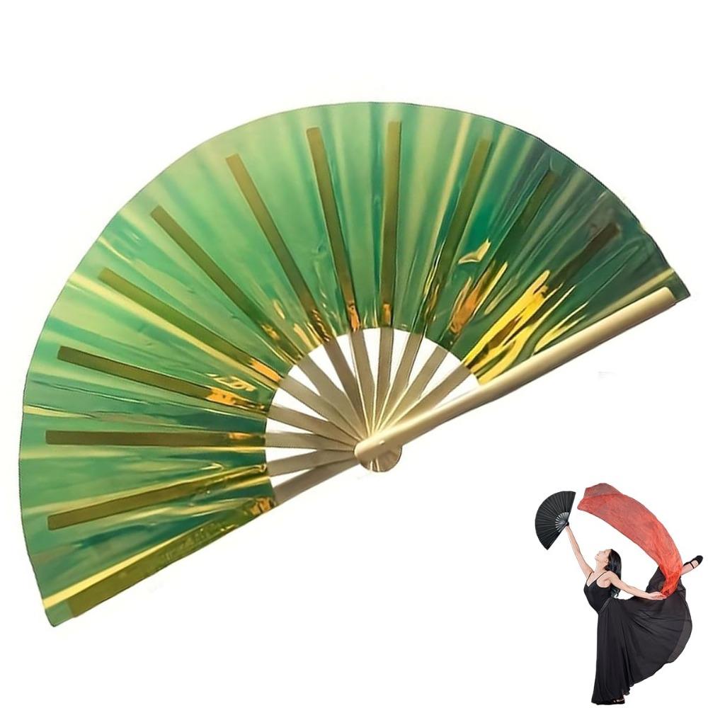 PVC Tai Chi Fan Foldable Glitter Hand Fan Elegant Bamboo Fan  for Line Dancing, Parties, and Events