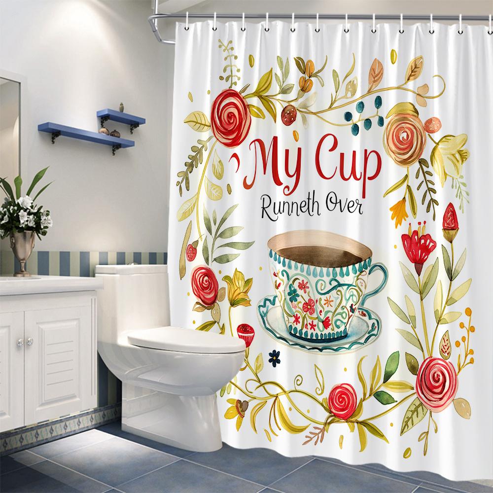 Colorful Camper Van Travel Pattern Shower Curtain Machine Washable All Season Waterproof Privacy Protection Cartoon Designmodern