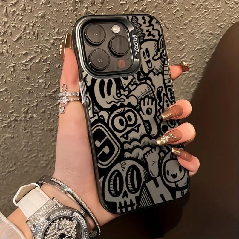 Graffiti Monster Skull Pattern Design Protective Cover for iPhone 17 16 15 14 13 12 11 16E Series Pro Max Plus