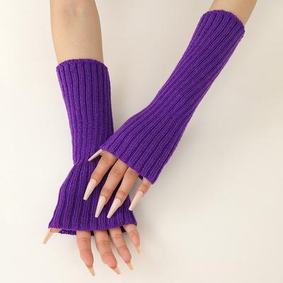 Mädchen Bunte Warme Gestrickte Armstulpen Weiche Dehnbare Lässige Lange Fingerlose Handschuhe Lolita Dekoration Fäustling