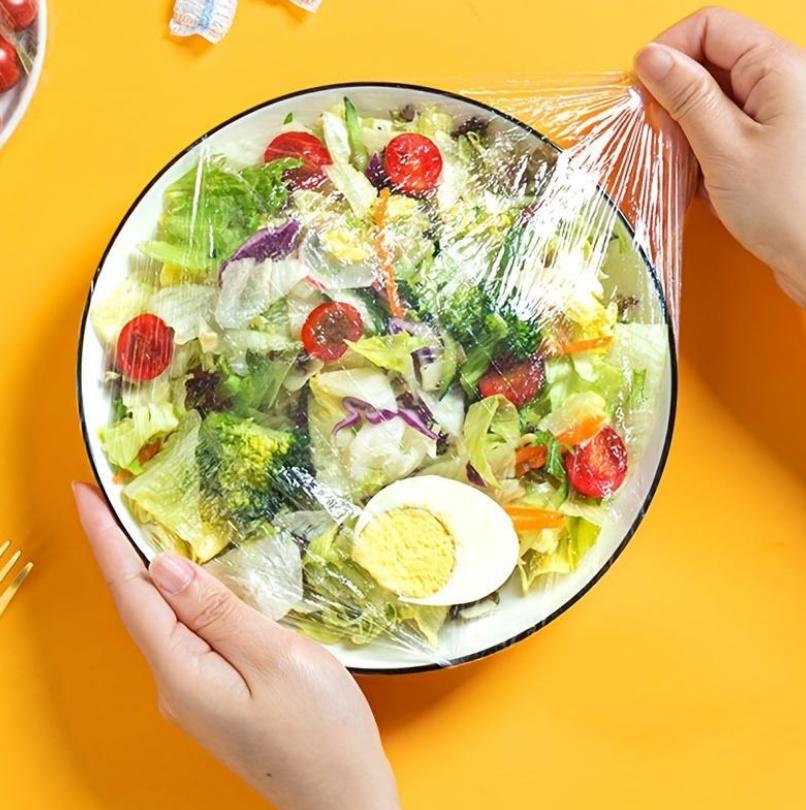 50/100pcs Food Wrap Covers PE Film Elastic Bowl Lid Disposable & Secure Keep Food Fresh & Delicious Perfect Kitchen Essential