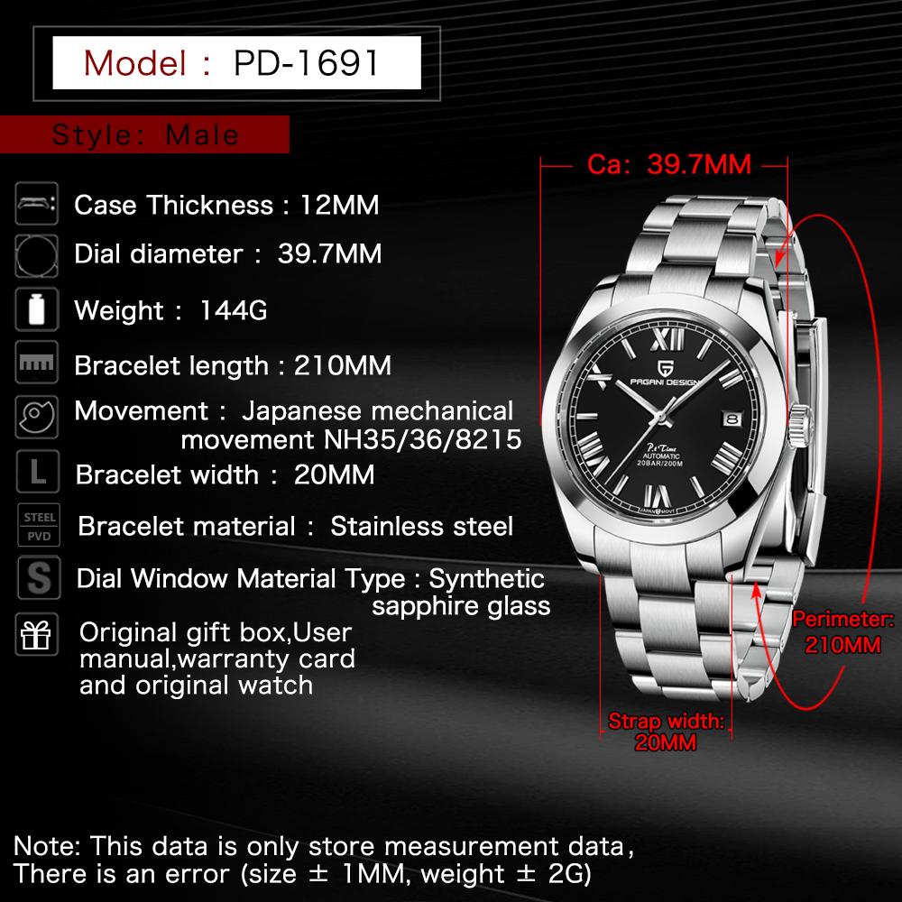 Pagani Design Neue Top-Marke Luxus Herrenuhr mit Box 200 m wasserdicht automatische Herren mechanische Uhren