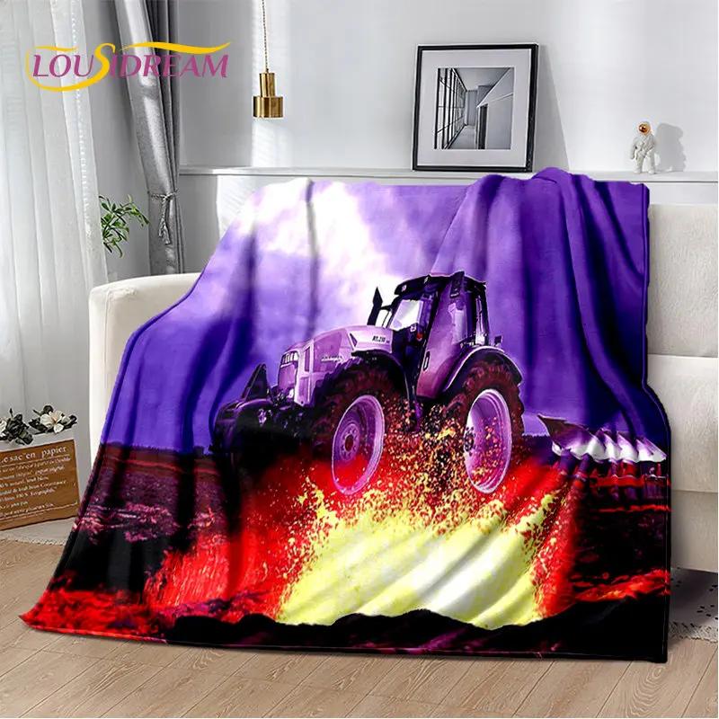 Car Tractor Truck Series Pattern Soft Plush Blanket,Flannel Blanket Throw Blanket for Living Room Bedroom Bed Sofa Picnic Cover
