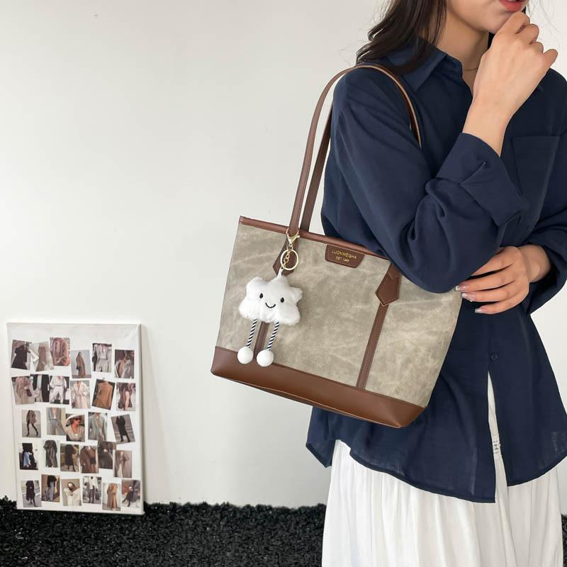 New large capacity tote bag women's fashion commuter shoulder bag splicing design cute hand-to-hand crossbody bag