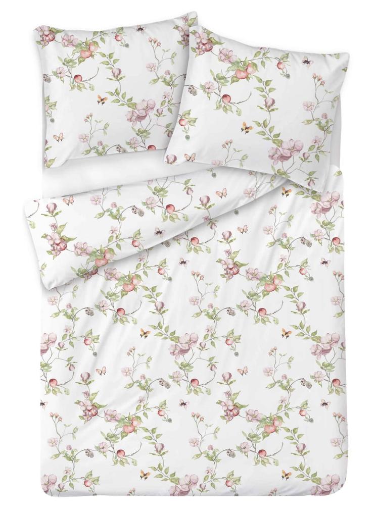 Satin Bedding Set 160x200 Exclusive Leaves and Flowers Spring