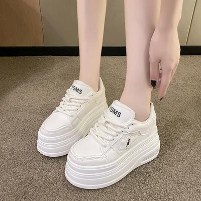 Neue 8,5 cm hohe Plateauschuhe Frau weiß Skateboard Schuhe Damen klobige Sneaker Frühling vulkanisierte Schuhe lässige Sneaker Damen