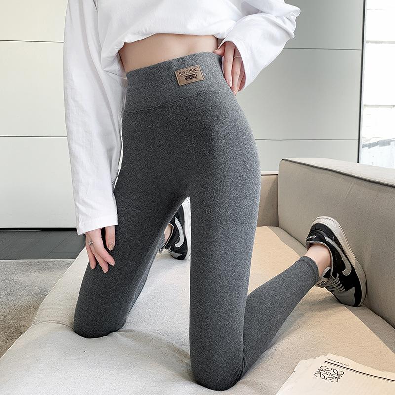 Extra Thick Lamb Wool Pure Cotton Leggings for Women's Outer Wear Winter Velvet Thickened Large Size High Waist Belly Thermal Pants