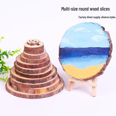 DIY Round Wood Slices for Growth Ring Decoration and Hand-Painted Crafts In Various Sizes
