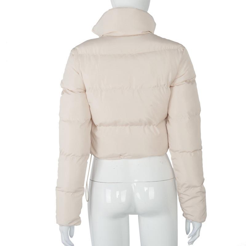 Fashion Women Solid Stand-up Collar Cardigan Down Jacket Outerwear Padded Coat