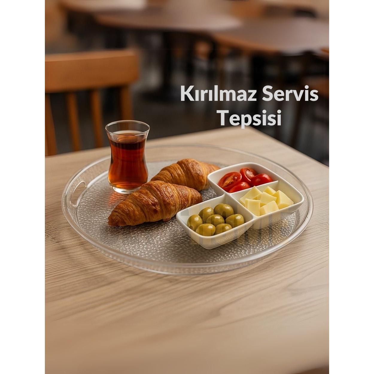 

Sunum Tepsisi Kırılmaz Çay Tepsisi BPA Free Servis Tepsisi Şeffaf 39x39 cm