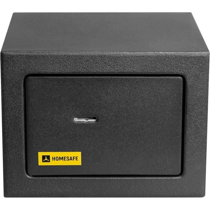 Homesafe hv15k coffre-fort serrure à clé,15x20x17cm,noir satiné,5l