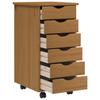 MOSS Mobile Drawer Cabinet in Honey Brown Solid Pine Wood