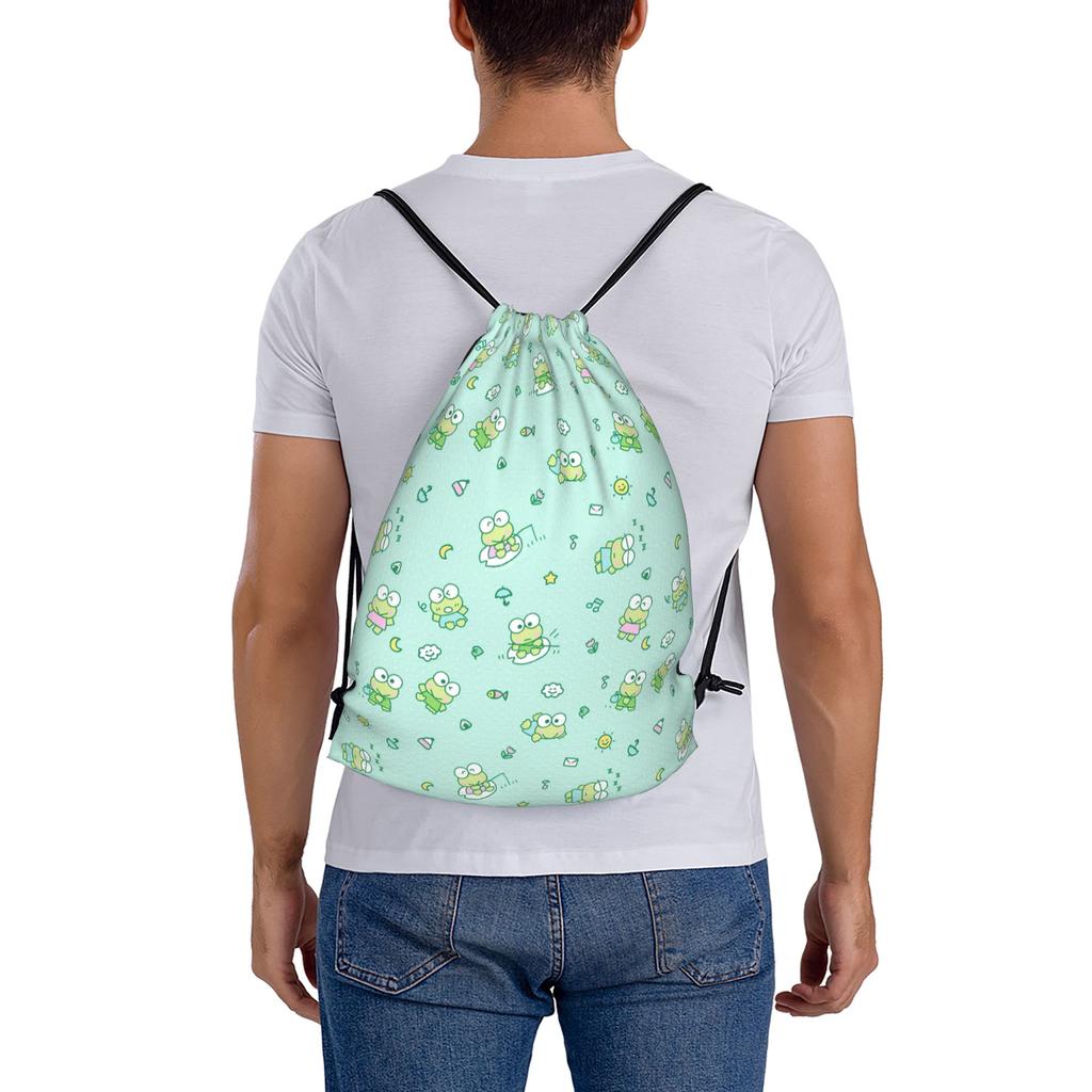 Custom K-KeroKeroKeroppies Drawstring Bags Men Women Foldable Sports Gym Sackpack Frog Cartoon Shopping Storage Backpacks