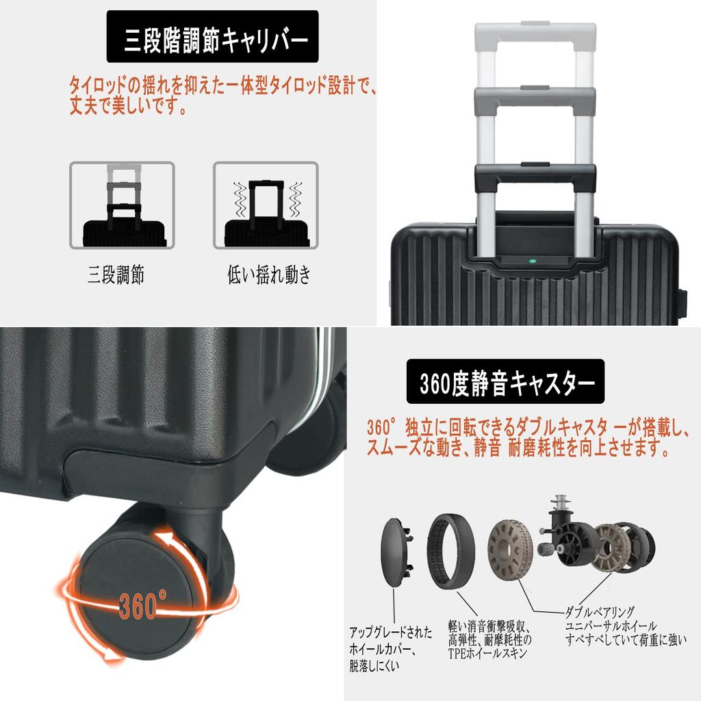 Aluminum Pure PC Large Carry Ultra 360 Degree Multifunctional Front Open Equipped with TSA Business Trip [Ashard] Suitcase, Carry-on, Frame, Material,