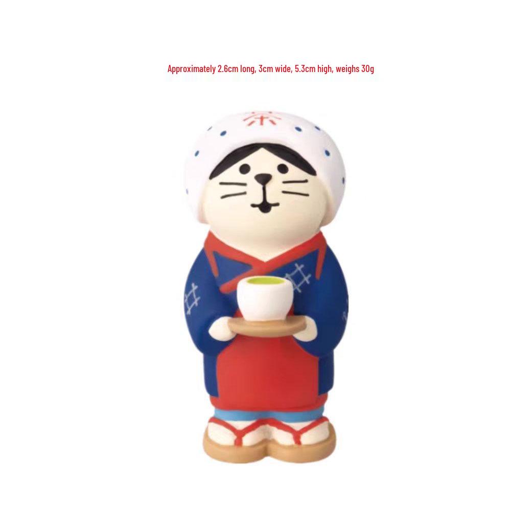 Japanese Cat Resin Figurine - Trendy Bakery Birthday Cake Decoration and Gift Ornament