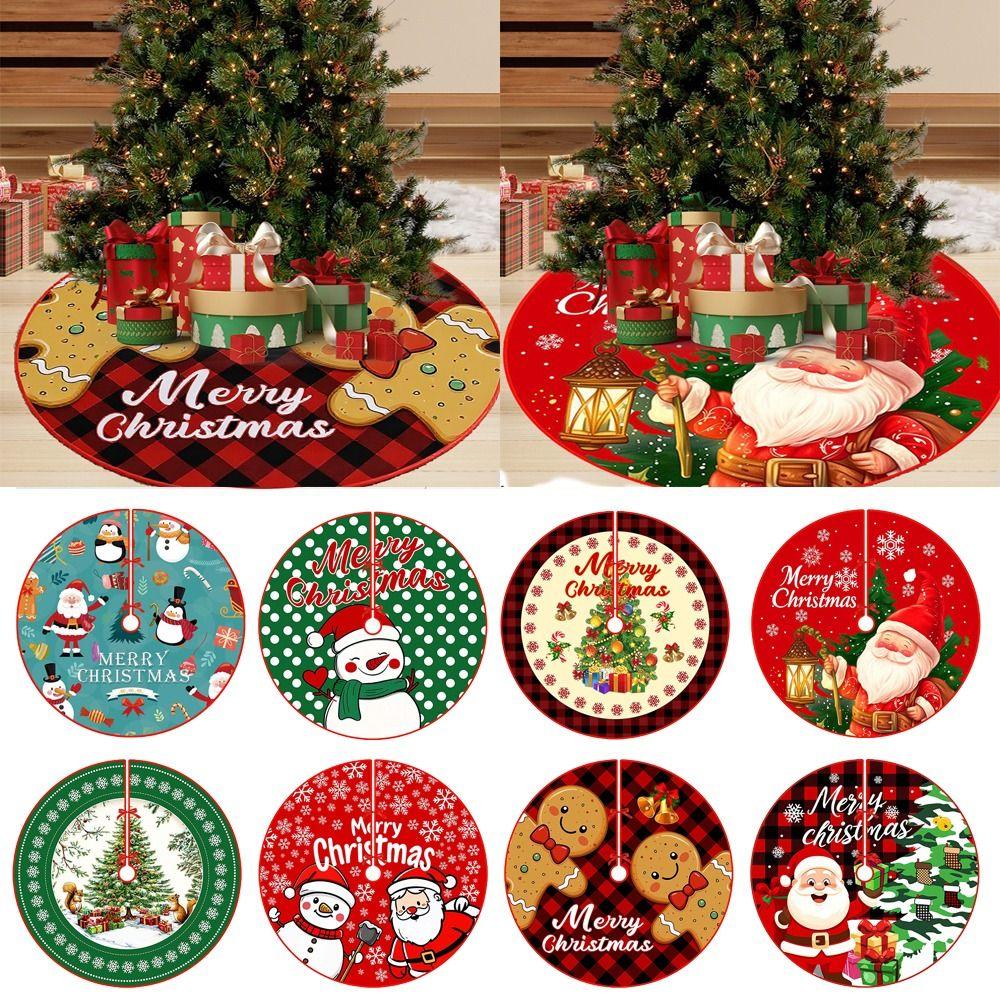 Snowflake Print Christmas Tree Skirt Santa Claus Printed Christmas Decoration  Home Holiday