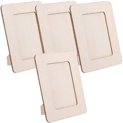 4 Pcs Project Frames Table Top Photo DIY Wooden Picture for Crafts Child Unfinished